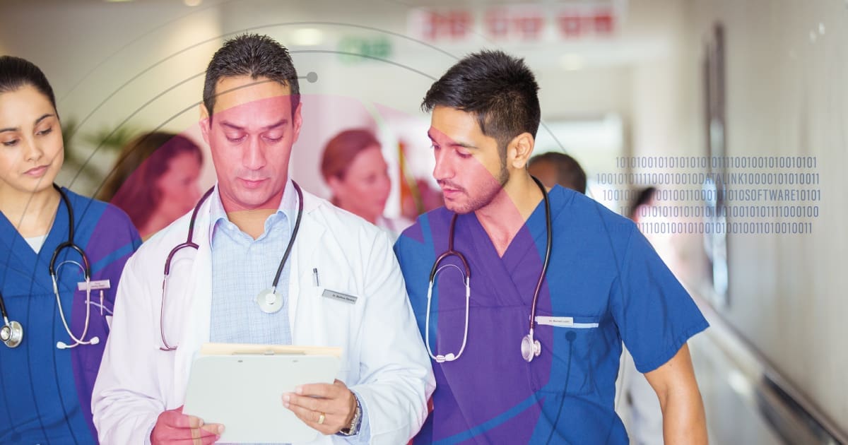 Doctor reviewing medical charts in a hospital